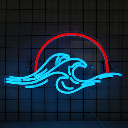 Sunset Neon Sign for Wall Decor, Wave Sign LED Light Sign for Bedroom Wall, Dimmable Neon Lights Signs for Man Cave Bedroom, Living Room, Party, Bar, USB Powered (8.8 * 16in)