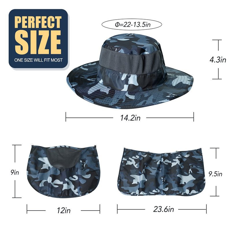 KOOLSOLY Fishing Hat,Sun Cap with UPF 50+ Sun Protection and Neck Flap,for Man and Women