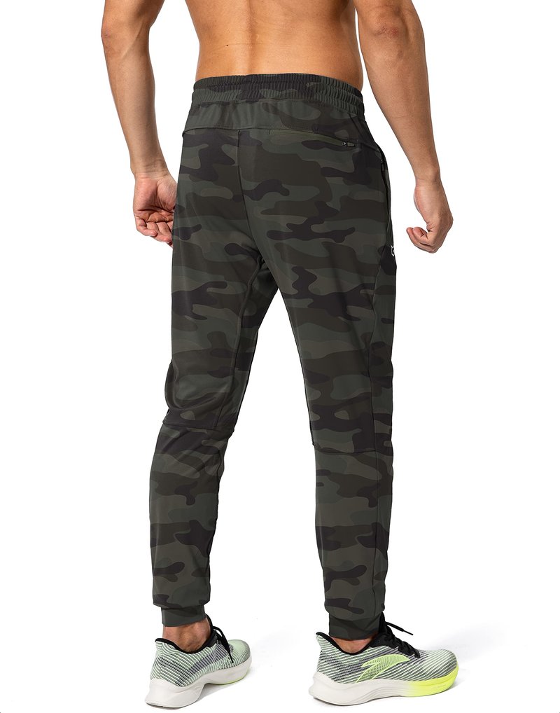 G Gradual Men's Sweatpants with Zipper Pockets Athletic Pants Traning Track Pants Joggers for Men Soccer, Running, Workout(Green Camo,L)
