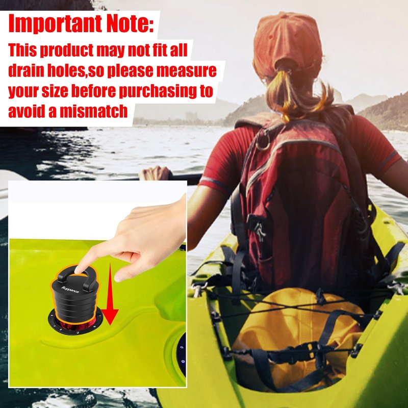 1-1/2" Kayak Scupper Plugs, Push-in Boat Drain Kayak Plugs for Sit on Top with Ring Pull Design, Watertight Livewell & Bilge Stoppers for Marine Drain Holes, Canoes & Small Watercraft (4Pack)