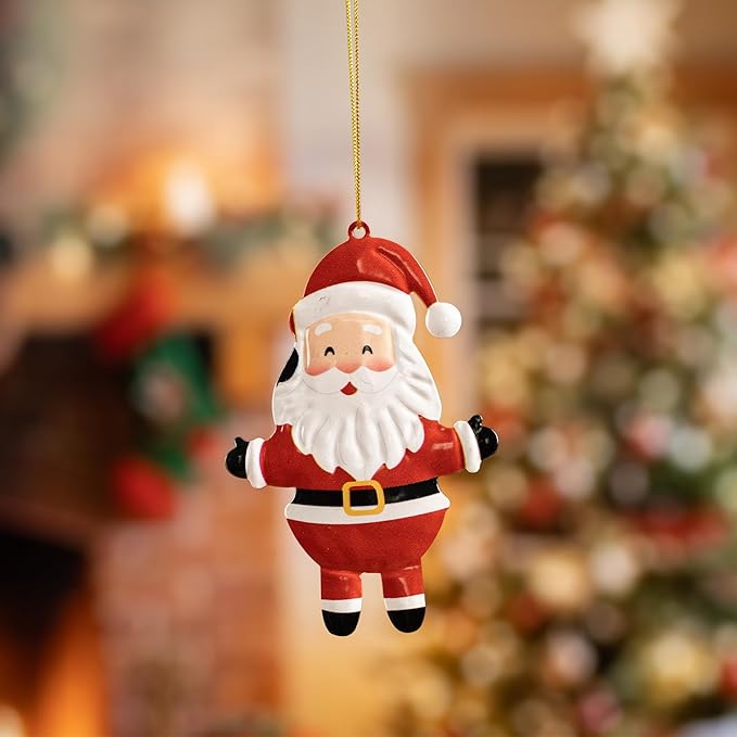 Christmas Tree Ornaments Set of 12 Metal Long-Lasting Festive Holiday Ornament for Seasonal Display-Christmas Party Decorations for Mantel,Shelves, Home Accents