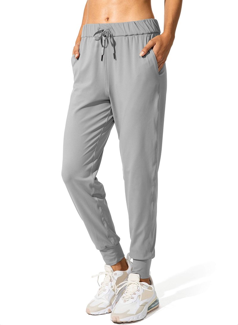 SANTINY Women's Joggers Pants Pockets Drawstring Running Sweatpants for Women Lounge Workout Jogging(Light Grey_XXL)