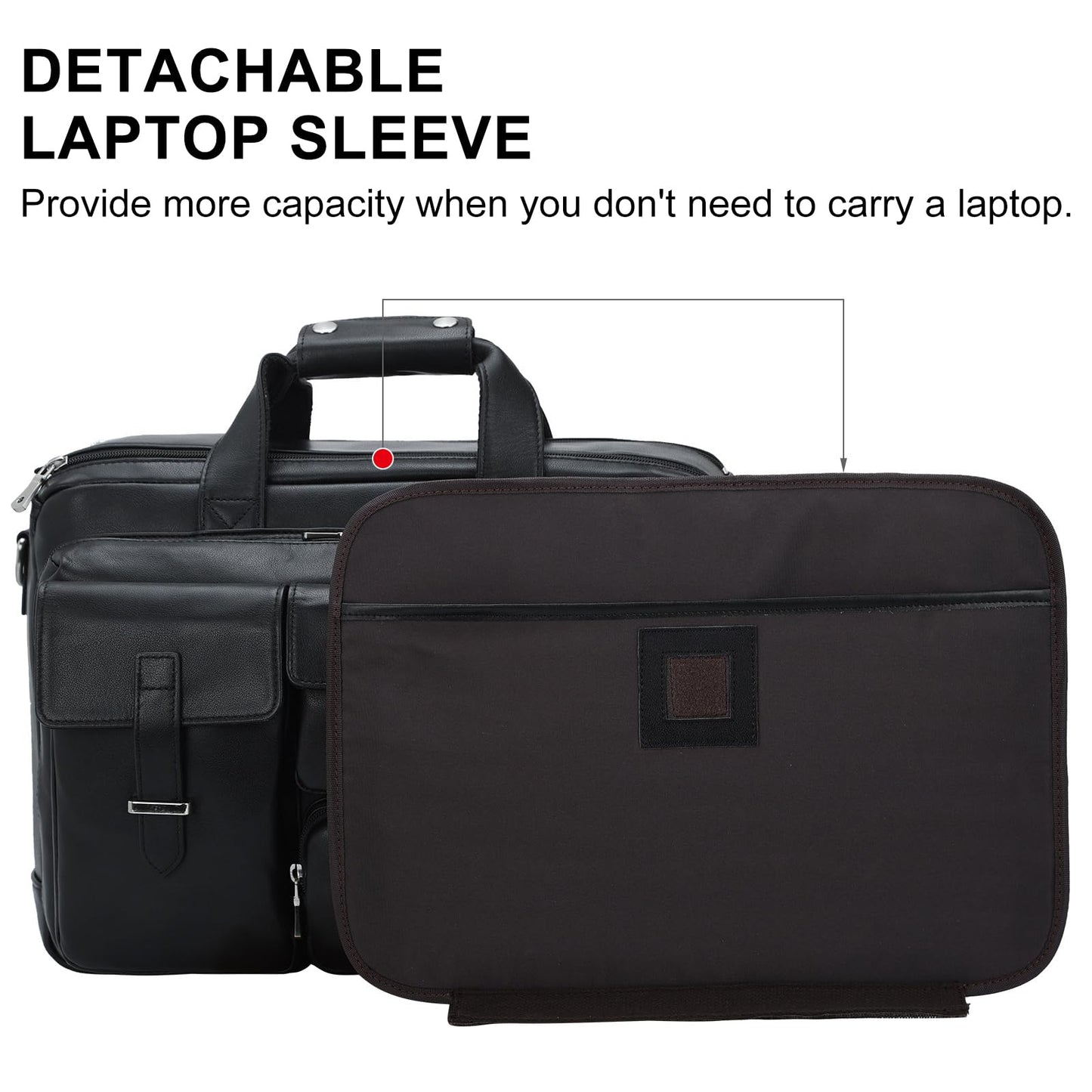 TIDING Genuine Leather Briefcase For Men 17.3 Inch Laptop Case Multi Pockets Business Travel Shoulder Messenger Bag_Black
