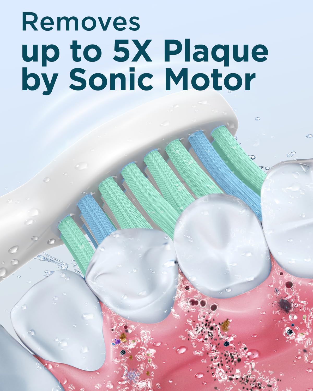 Rtauys M5 Sonic Electric Toothbrush for Adults and Kids - Rechargeable Electric Toothbrush Kids Ages 12+ and Adults with 8 Brush Heads & Travel Case, 120 Days Battery Life - Pink