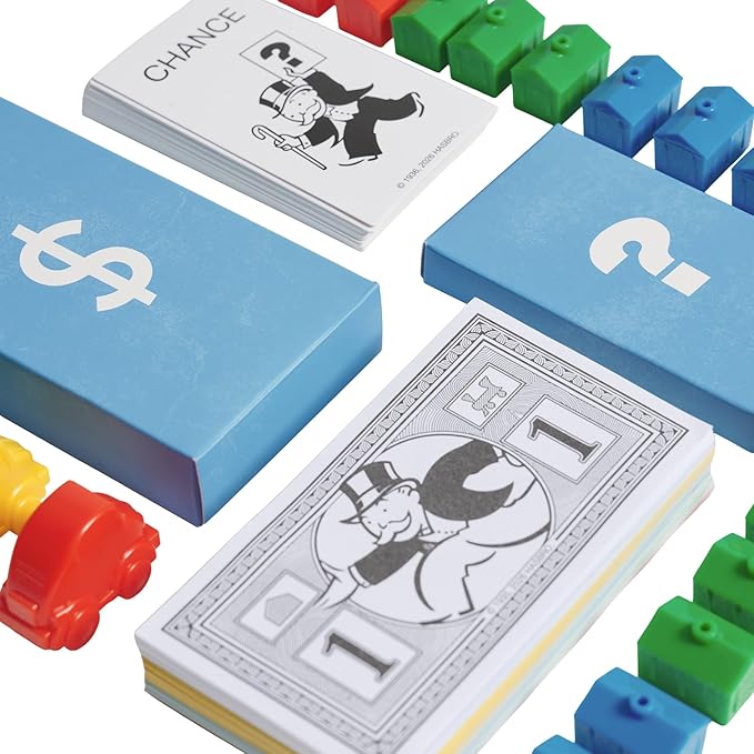 WS Game Company Monopoly Junior Vintage Bookshelf Edition: Linen Fabric-Wrapped Book Case — Classic Monopoly Jr. Board Game for Family Game Night (2-4 Players Ages 5+)