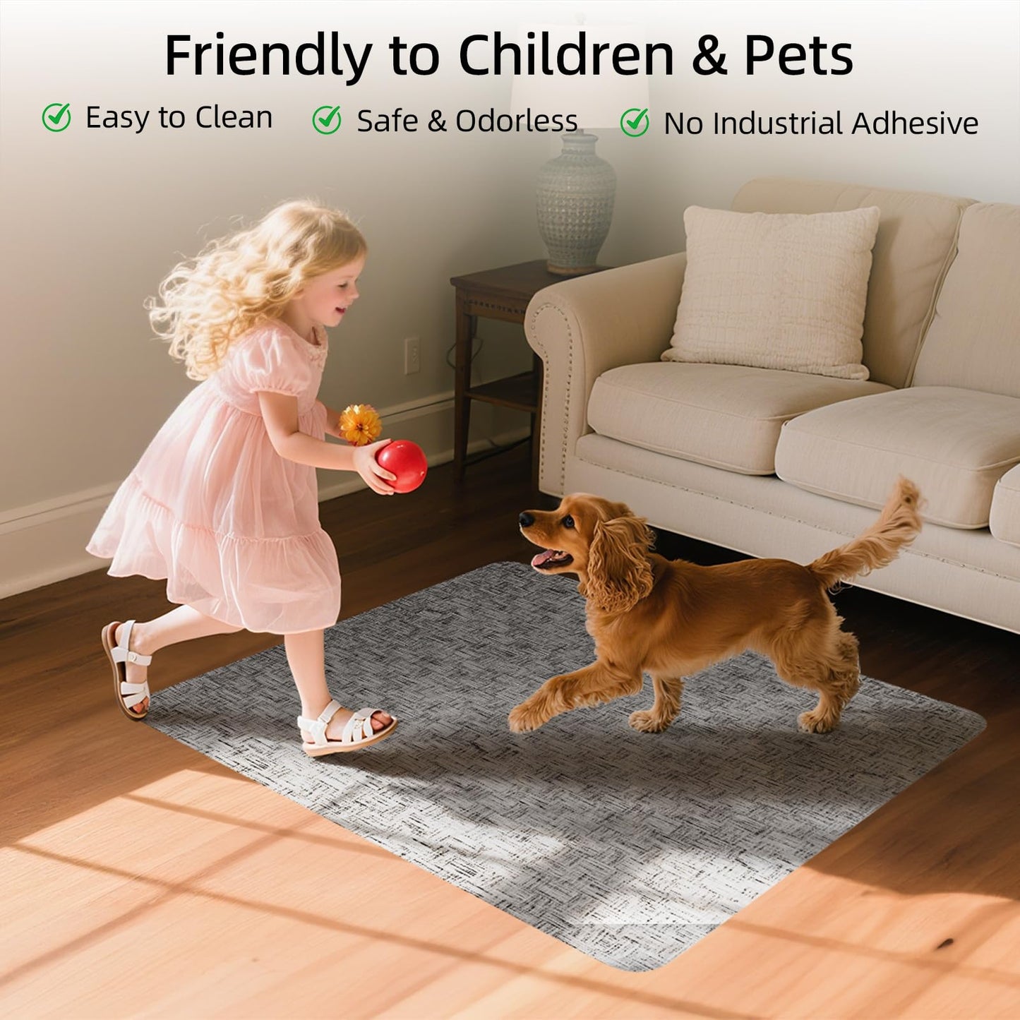 Yecaye Office Chair Mat for Hardwood Floor,30" x 48" Under Computer Desk Floor Protects for Rolling Chair,Non Slip PVC Woven Gaming Chair Mat,Not for Carpet (Lightgrey, 30" x 48")