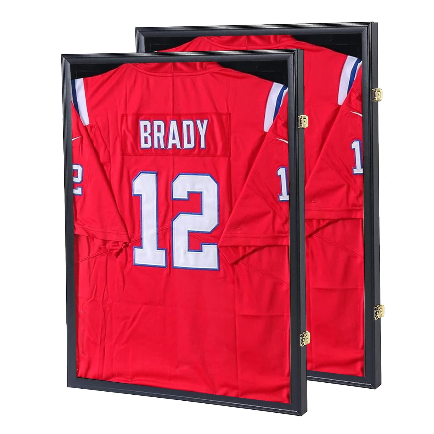 Grintus Jersey Frame Display Case Jersey Display Case Jersey Shadow Box with Uv Protection Acrylic and Hanger for Baseball Basketball Football Soccer Hockey Sport Shirt and Uniform,Black-2 Pack