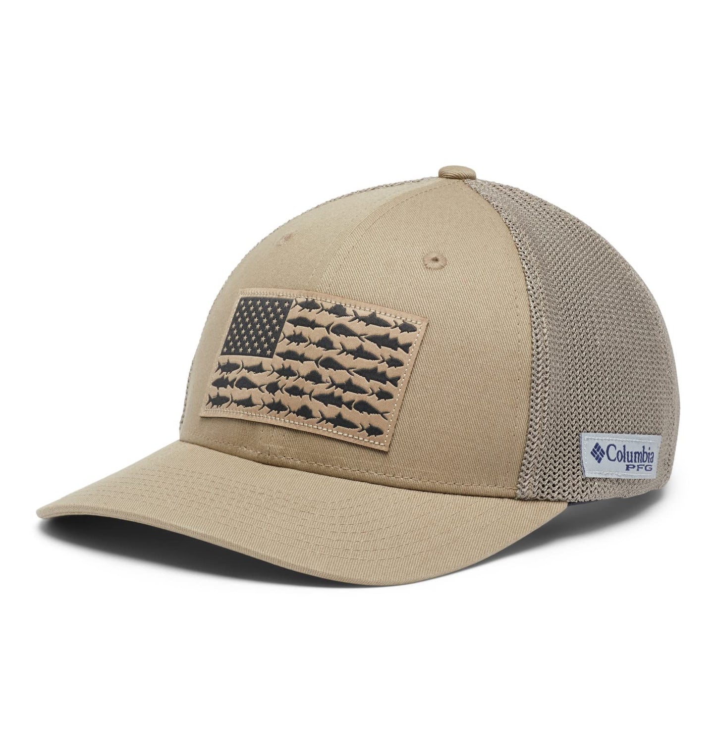 Columbia Unisex PFG Fish Flag Mesh Ball Cap-High Crown, Tusk, XX-Large