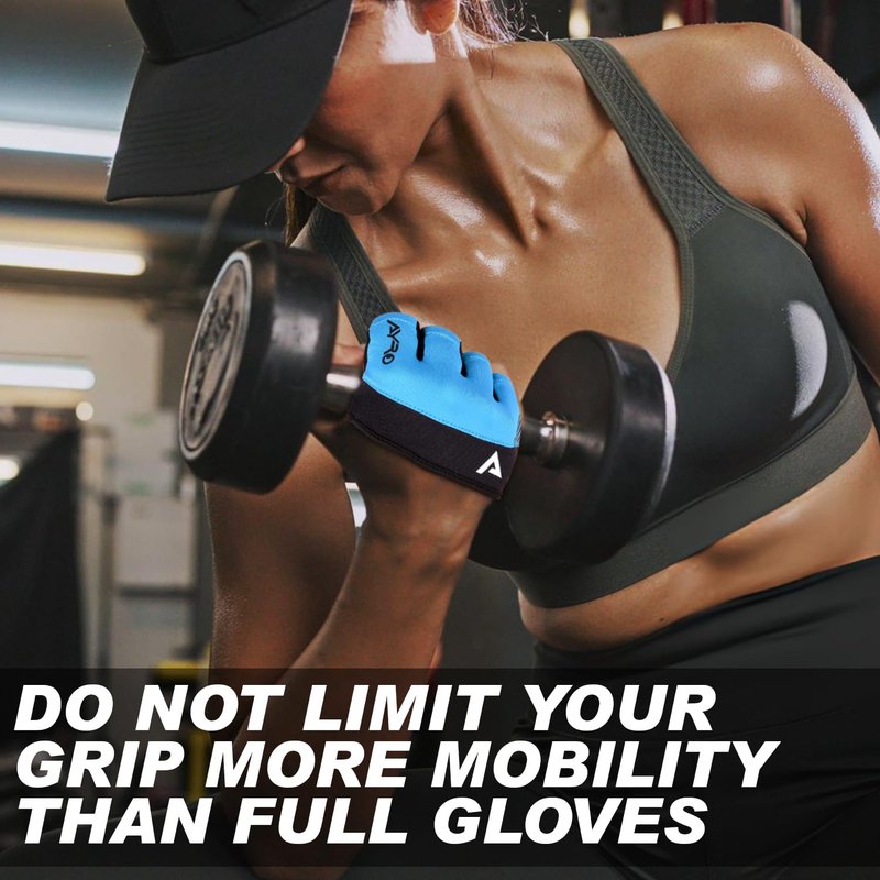 AYRO Minimal Workout Gloves, Short Partial Gym Weight Lifting Gloves Grip Pads for Men & Women with Full Palm Protection & Extra Grip, Best for Weightlifting, Training, Gym & Hand Support