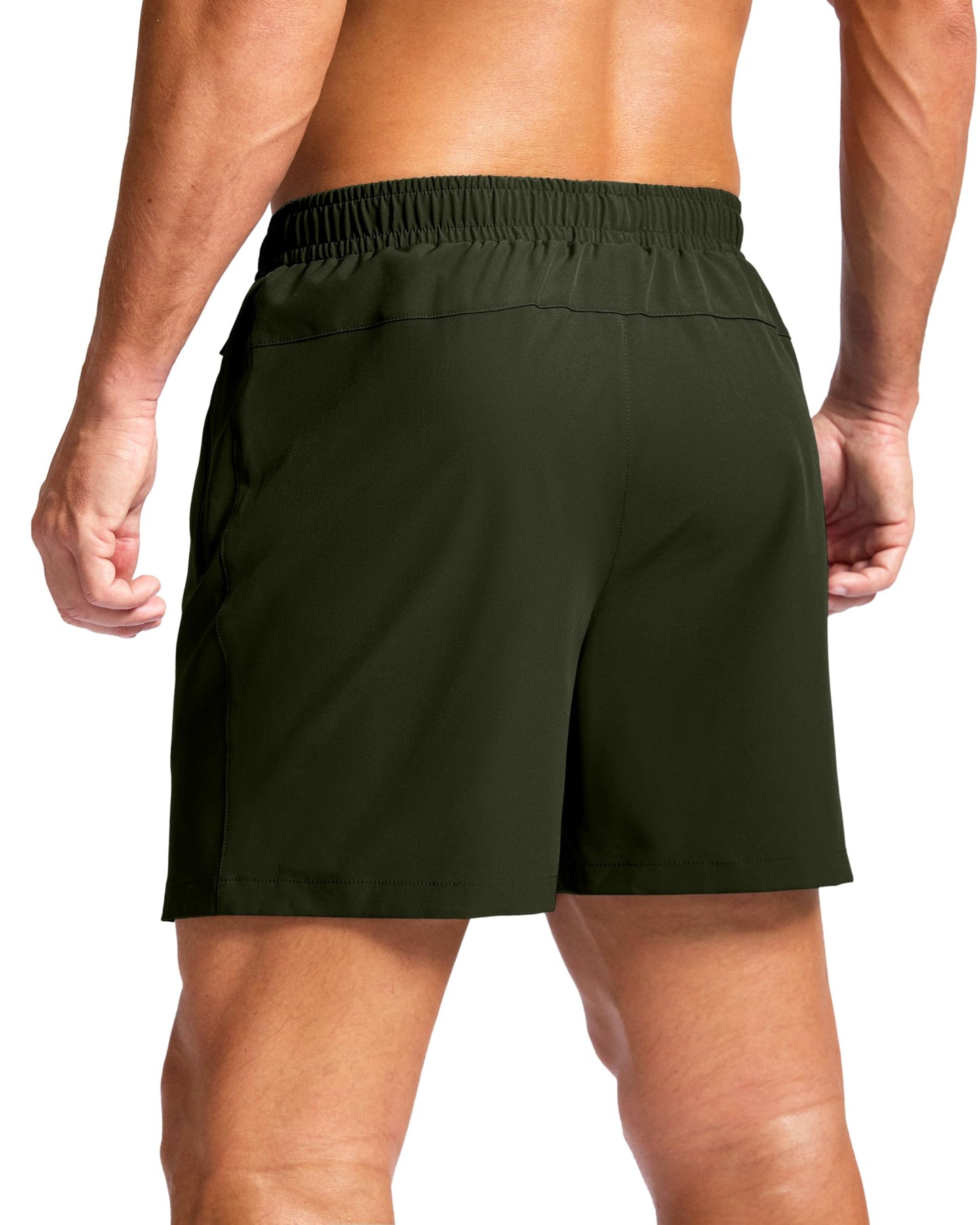 G Gradual Men's Athletic Running Shorts with Zipper Pockets Quick Dry 7"/ 5"/ 9" Workout Gym Shorts for Basketball Hiking(Olive,5XXXL)