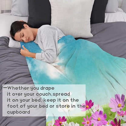 Mother's Day Fleece Blanket - 60x80in Mom from Daughter Birthday Heartfelt Message Floral Throw Blankets,Soft Cozy Lightweight, Ideal for Living Room Home Decor and Women Gifts
