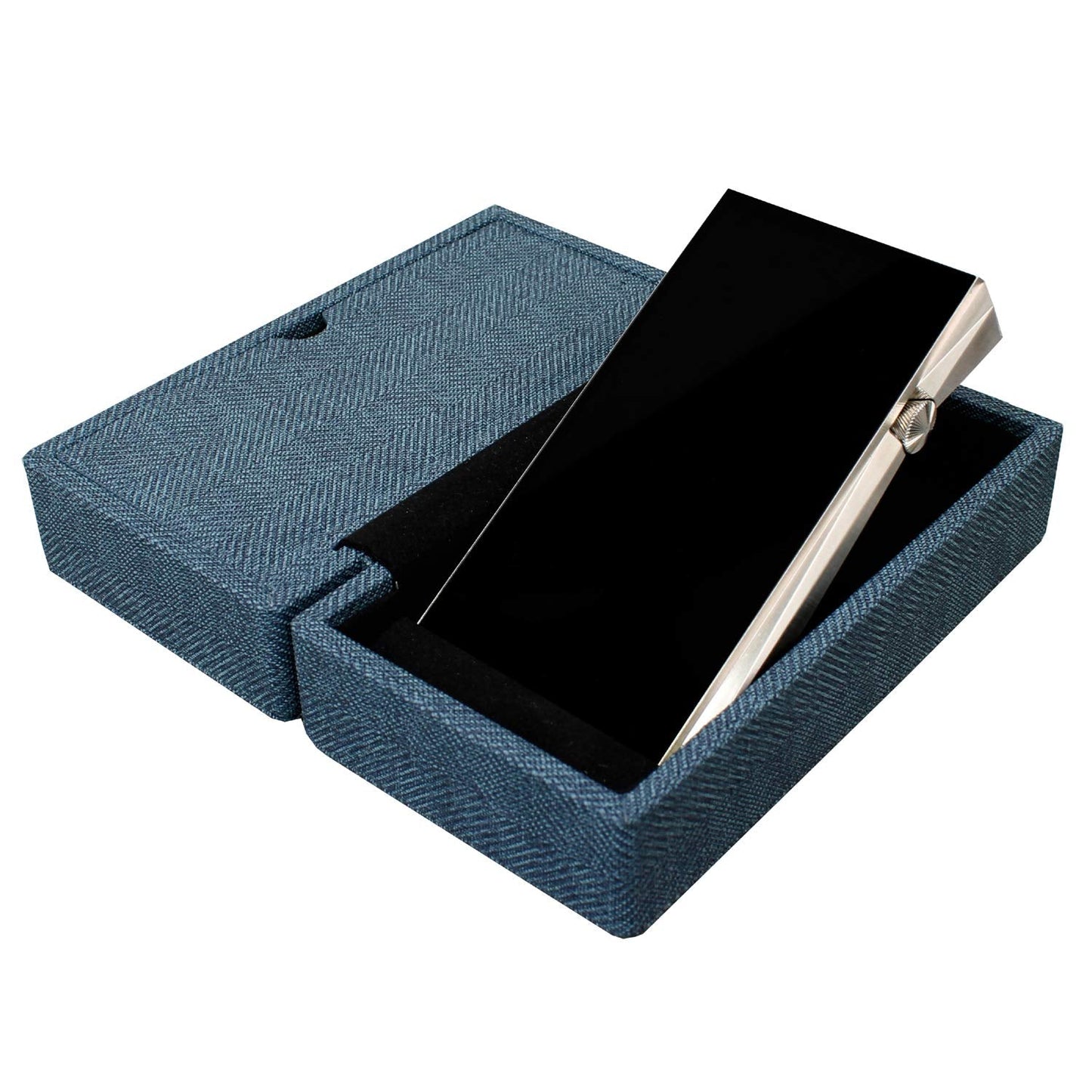 Miter Carrying case for DAP + Earphone, Handmade Italy PU Leather Hard Standing case for 2 IEM Earphones + 1 Digital Audio Player Storage Carry Cover Box (Large Size-Black)
