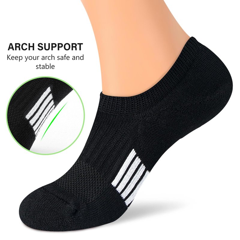 Amutost No Show Socks Womens Black Athletic Thick Moisture Low Cut Socks 5-6 Pairs