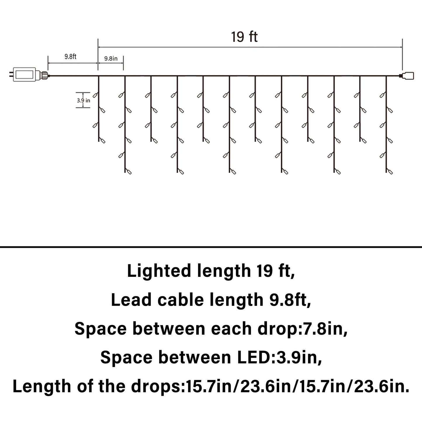 Lomotech Christmas Icicle Lights - 19Ft 8 Modes Waterproof Christmas Lights Connectable with Timer for Holiday, Wedding Party, Eaves, Christmas Decorations (White)