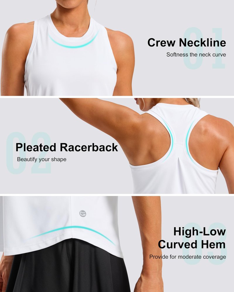 G Gradual Women's Workout Tank Tops Racerback Athletic Yoga Tops Loose Fit Sleeveless Running Gym Sports Shirts for Women(White,L)
