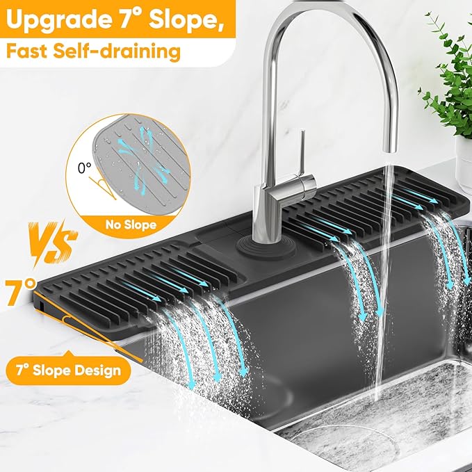 24'' Longer Faucet Mat for Kitchen Sink Splash GuardKitchen Sink Faucet Mat