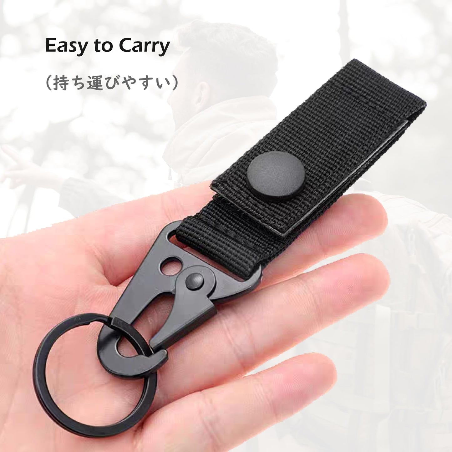 TRIWONDER Tactical Molle Key Ring Gear Key Keeper Nylon Keychain Belt Pouch Key Chain Webbing Holder Military Utility Hanger Keychain Hook (Black - 4)