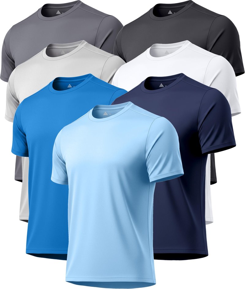 T Shirts for Man Swim Shirt UV UPF 50+ Sun Protection Short Sleeve Workout T-Shirts Moisture Wicking Running Athletic Rash Guard Tee Shirt 7 Pack
