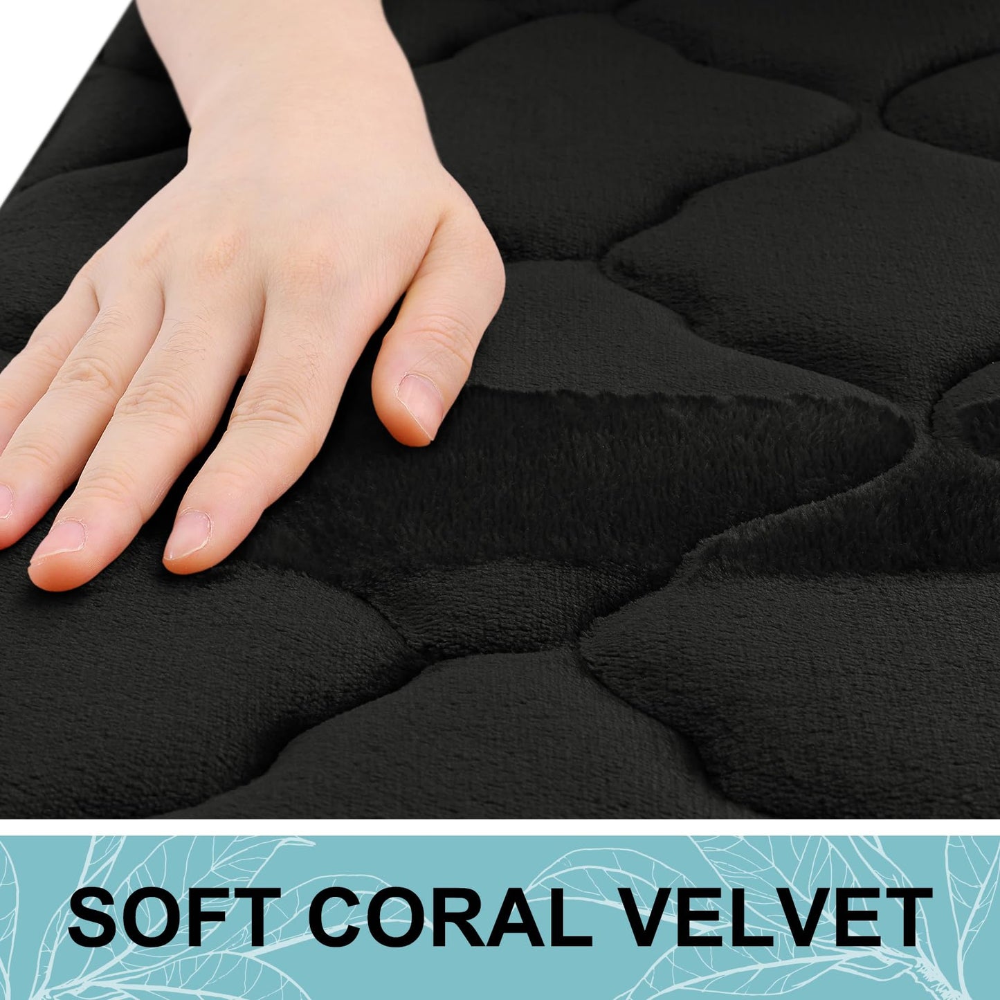 OLANLY Memory Foam Toilet Rugs U-Shaped 24x20, Ultra Soft and Absorbent Bathroom Rugs, Non-Slip, Comfortable, Machine Washable Contour Bath Mat for Toilet Base, Home Decor Accessories, Black