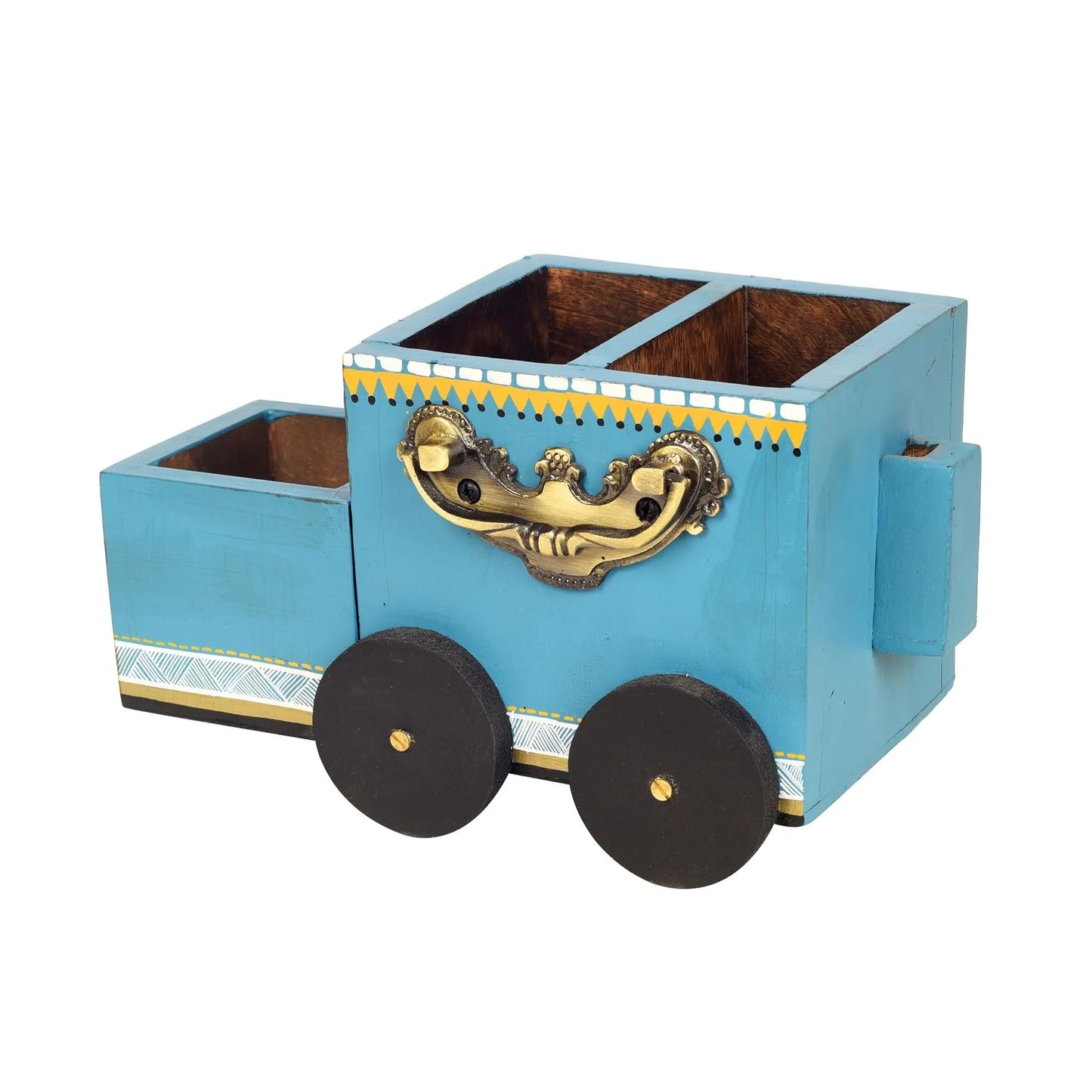 dudki The Blue Rider Wooden Cutlery Holder | Spoon Stand for Dining Table | Chammach Stand | Cutlery holder | Caddy organizer for kitchen storage spoons forks knives tissue paper Dispenser, Utensils