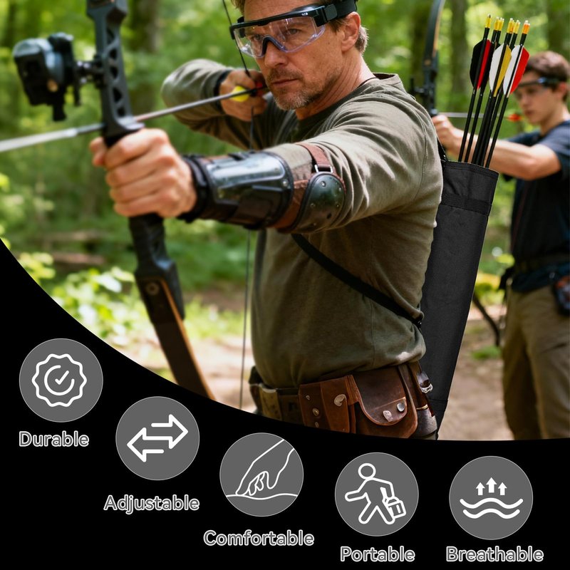 NEATABY Archery Arrow Quiver Holder, Side Hip Arrows Bag, Hip Quivers Adjustable Arrow Backpack Bag Holder for Target Archery Crossbow Compound Recurve Bow Practicing Hunting, Black