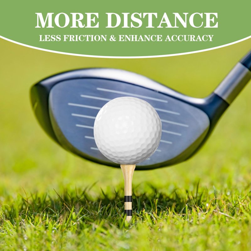 Seticek Natrual Wooden 2-3/4" Golf Tees 100 Pack,Biodegradable Bamboo Golf Tees,More Sturdy and Stable,Natural Color
