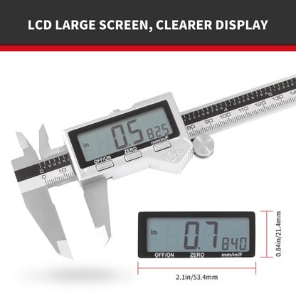 6 inch Stainless Steel Digital Caliper (IP54) & Stainless Steel Rule Set, Easy Switch from Inch/Metric/Fraction, Splash-Proof Protection with Large LCD Display – DIY/Household
