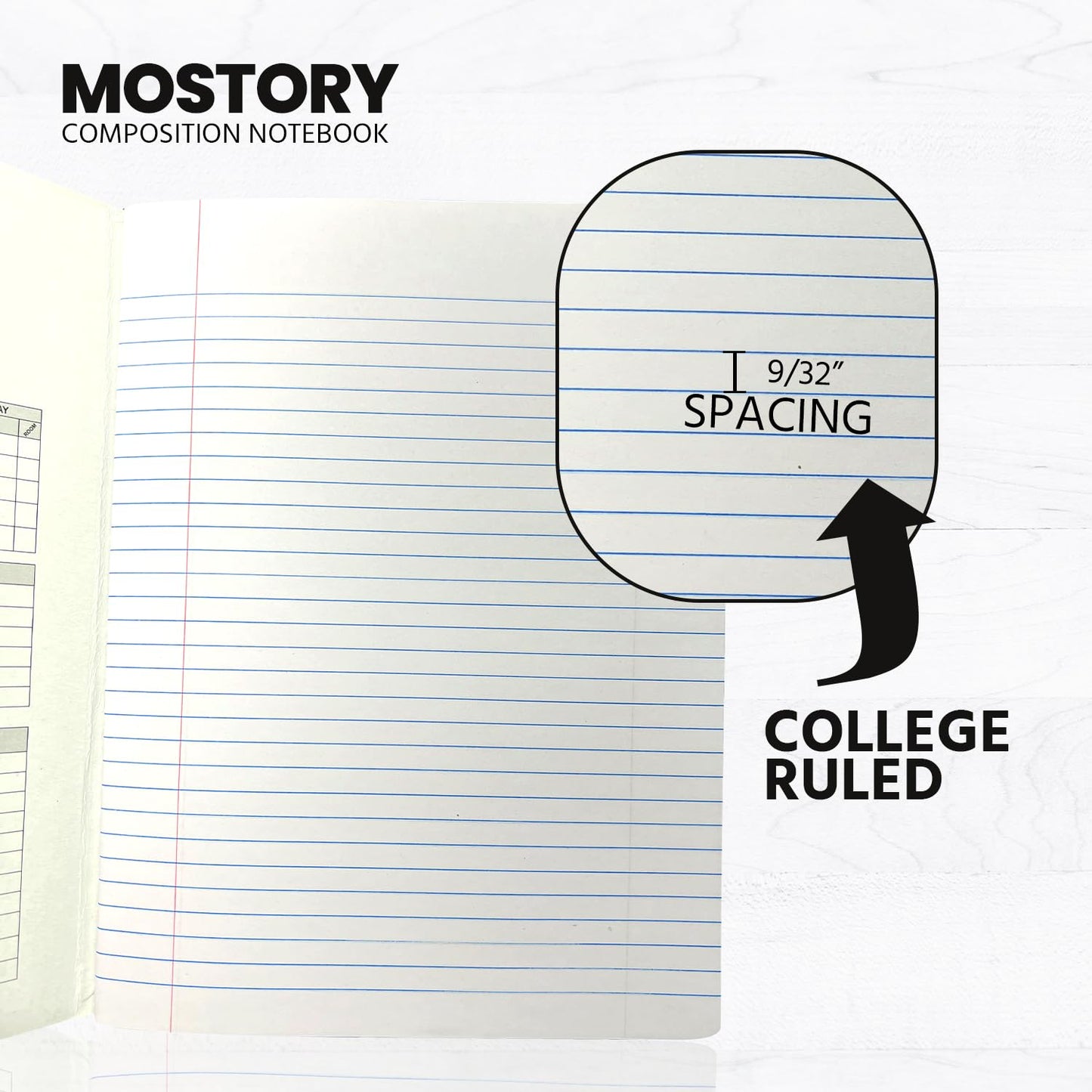 MOSTORY Pack of 10 Composition Notebook - College Ruled 200 Pages (100 Sheets), Size 7.5" x 9.75", Bulk School Supplies, Office, Bulk Notebooks for School, Writing Journal Notebook with Lined Paper