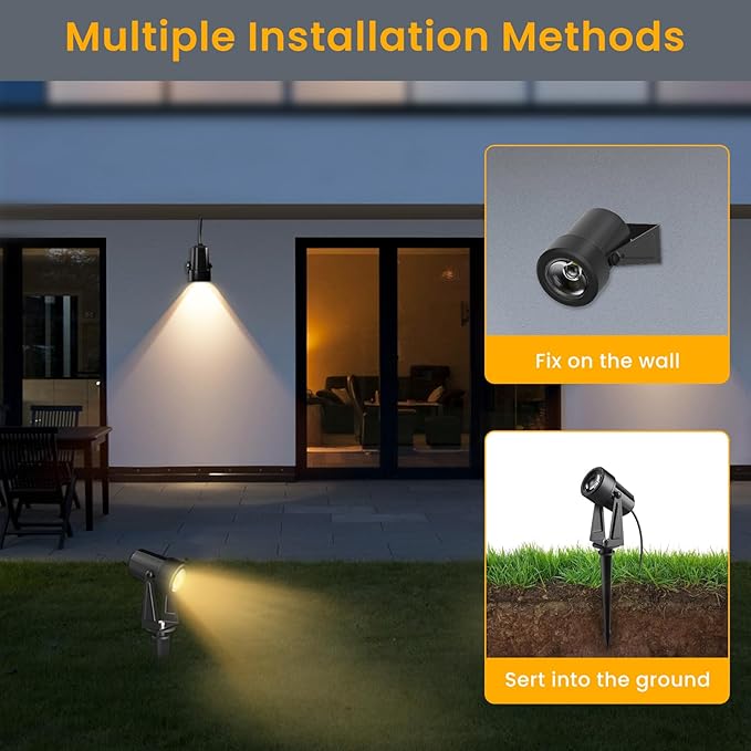 Low Voltage Landscape Lighting,4 Pack Outdoor LED Landscape Spotlights with Transformer 27V Garden Lights Pathway Lights IP65 Waterproof 3000K Warm White