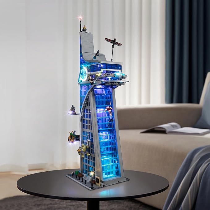 Kyglaring LED Lighting Kit for Lego 76269 Marvel Avenger Tower Building Set (No Model) Lights Set Compatible with Marvel Lego 76269 - Without Building Set(Remote Version)