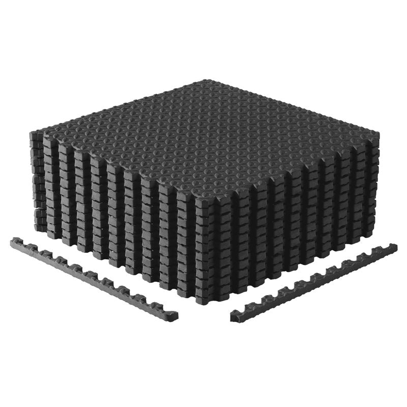 CAP Barbell 3/4-Inch Interlocking EVA Foam Exercise Puzzle Mat Home Gym Flooring - 2 Pack | 24" x 24" x 3/4" | Diamond Pattern - Black