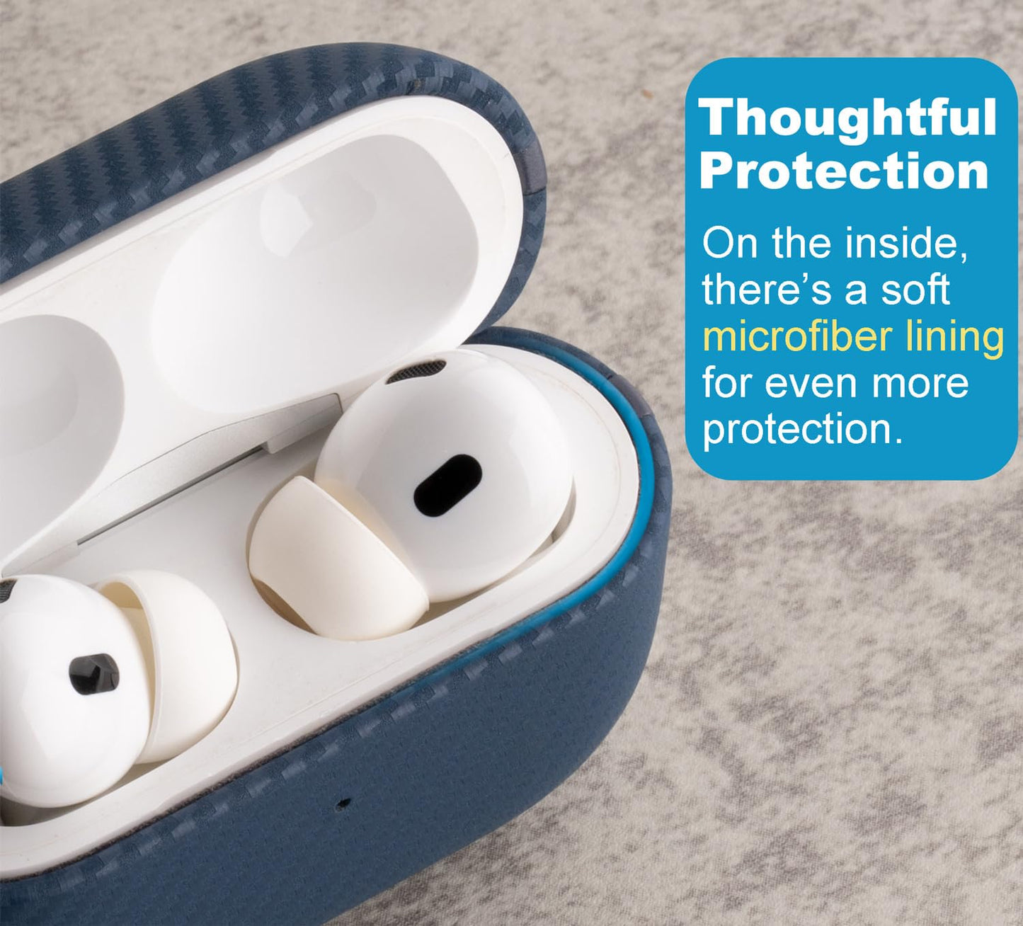 Tonghex for AirPods Pro 2 Case Leather | Slim Hard Cover Compatible with Airpods Pro 2nd / 1st Generation | Genuine Leather | Full Drop Protection Cover with Lanyard | Air Pods Pro Case - Blue