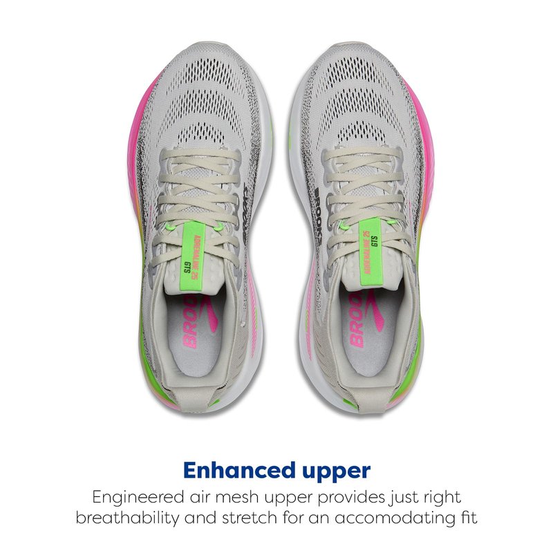 Brooks Women’s Adrenaline GTS 25 Supportive Running & Walking Shoe - Oyster/Pink/Green - 10 Medium