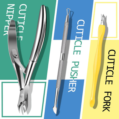 TsMADDTs Manicure Tools Kit Nail Care Kit with 3PCS Files, 2PCS Buffer Blocks, 2PCS Polishing Buffers, Cuticle Nipper, Pusher and Cuticle Oil