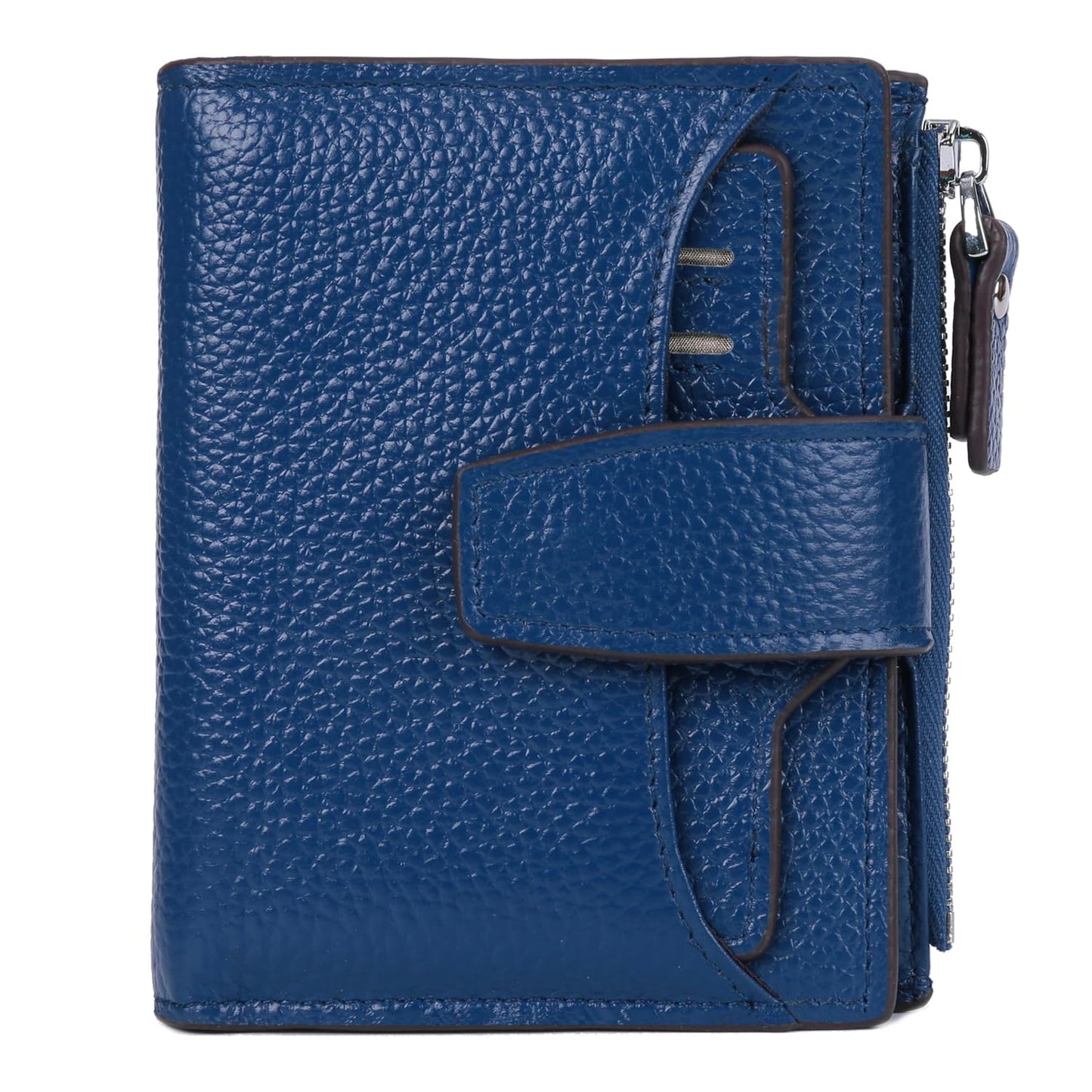 AINIMOER Women's RFID Blocking Leather Bi-fold Wallet, Lichee Blue