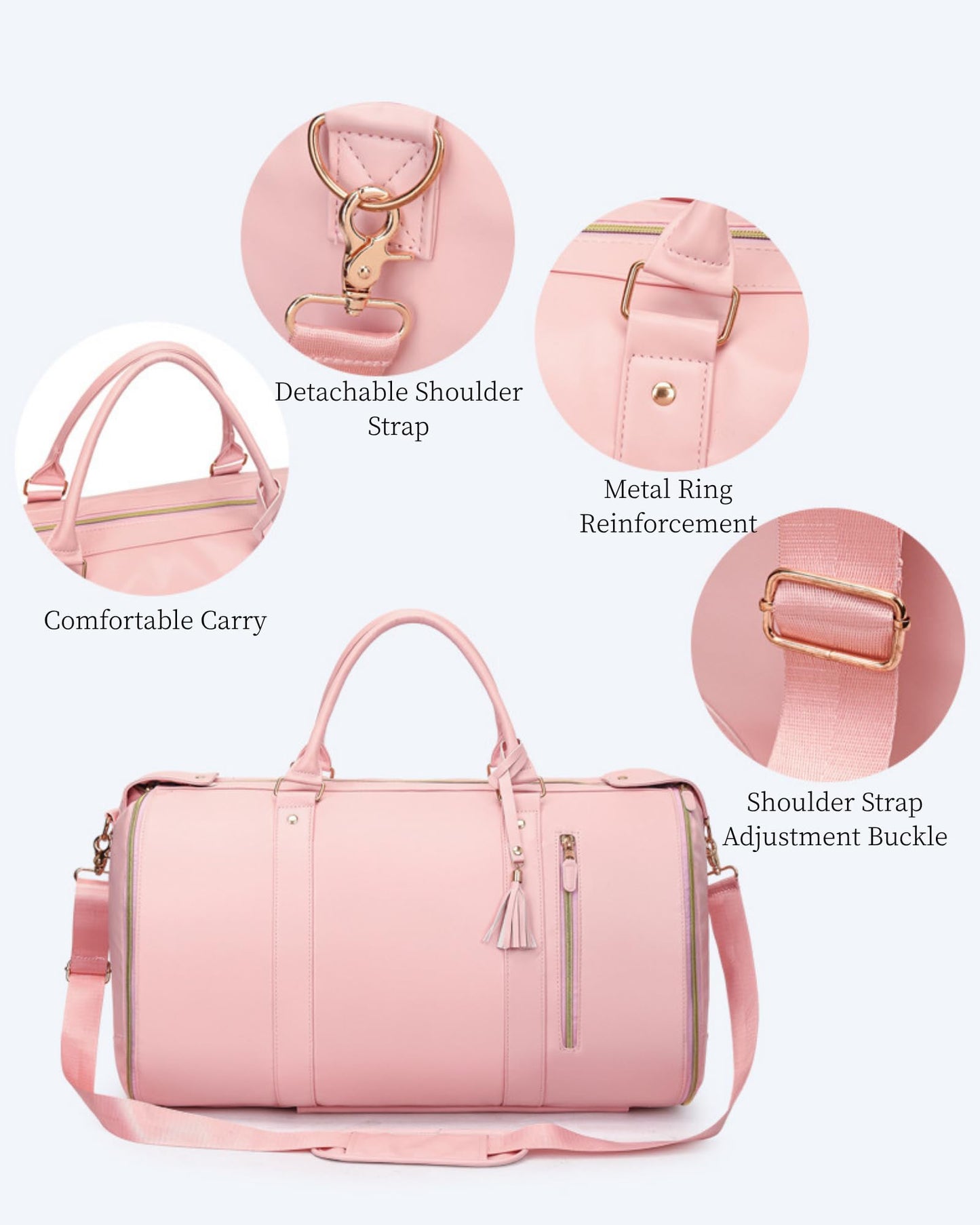 KEQIKAI Rolling Garment Bag for Travel, 3-in-1 Convertible Carry On Garment Duffle Bag with Wheels, Waterproof PU Leather No Wrinkle Suit Bag for Business Trip, Wedding, Overnight