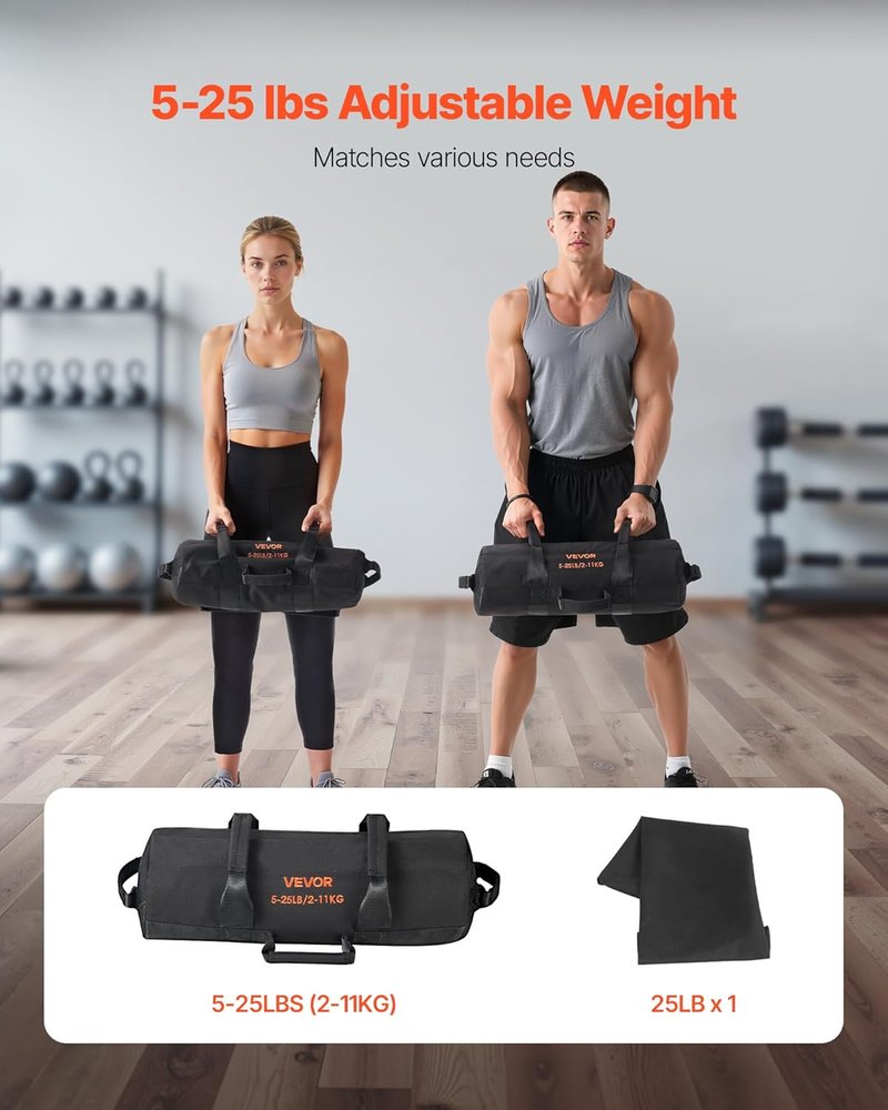 VEVOR Heavy Duty Workout Sandbag - Power Training Slam Bag for Strength & Cross-Training | Black (Unfilled)