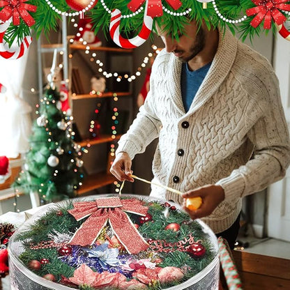ProPik Christmas Wreath Storage Bag 36" - 2 Pack Clear Christmas Wreath Storage Container- Garland Artificial Holiday Wreath Storage Holder - Water Proof Transparent PVC with Handles (36 Inch, White)