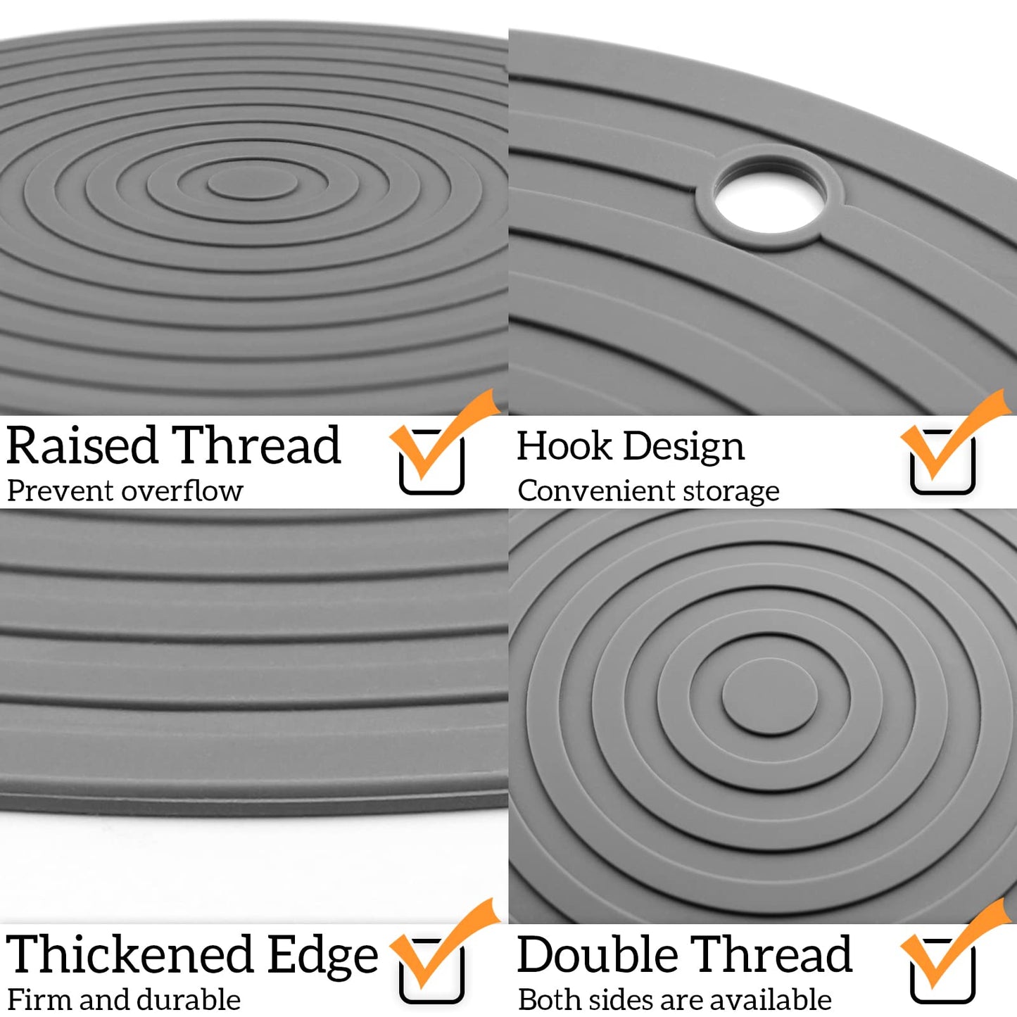 Ptlom Pet Food Mat for Dog and Cat Placemat 2 Pcs, Mat for Prevent Food and Water Overflow, Suitable for Medium and Small Pet, Silicone, 9.5"* 9.5"