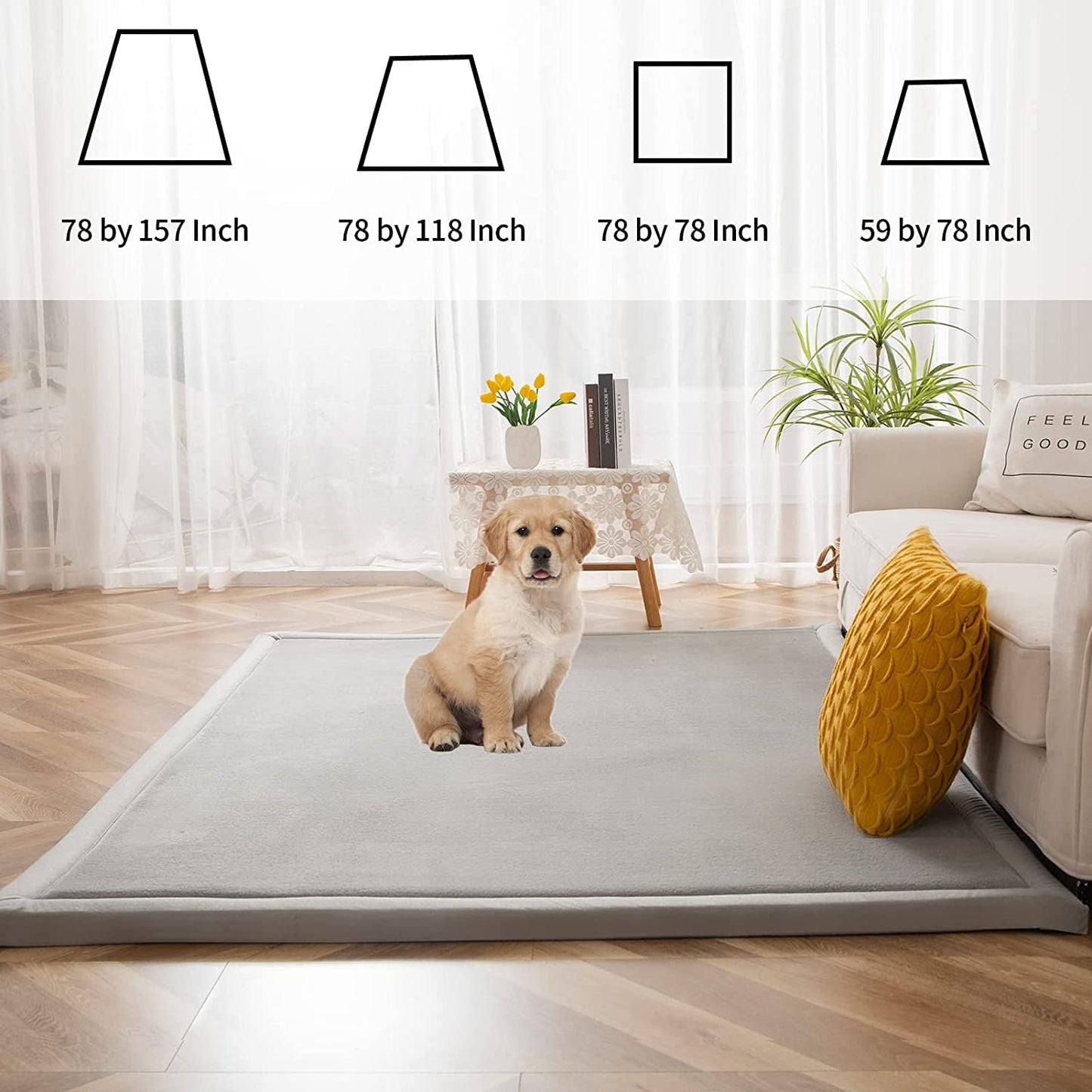 MAXYOYO Play Mat, 1.2" Thick Memory Foam Soft Padded Carpet with Non-Slip Backing, 3x5 ft Japanese Tatami Rug Living Room for Kids, Toddler, Children, Nusery(Grey)