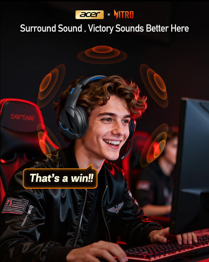 Acer 2.4GHz Flex Wireless Gaming Headset | Non-Stop 100H Battery | Dynamic 50mm Drivers | Clear Voice Mic | Bluetooth5.3, 3.5mm | Gaming Headphones for PC, PS4, PS5