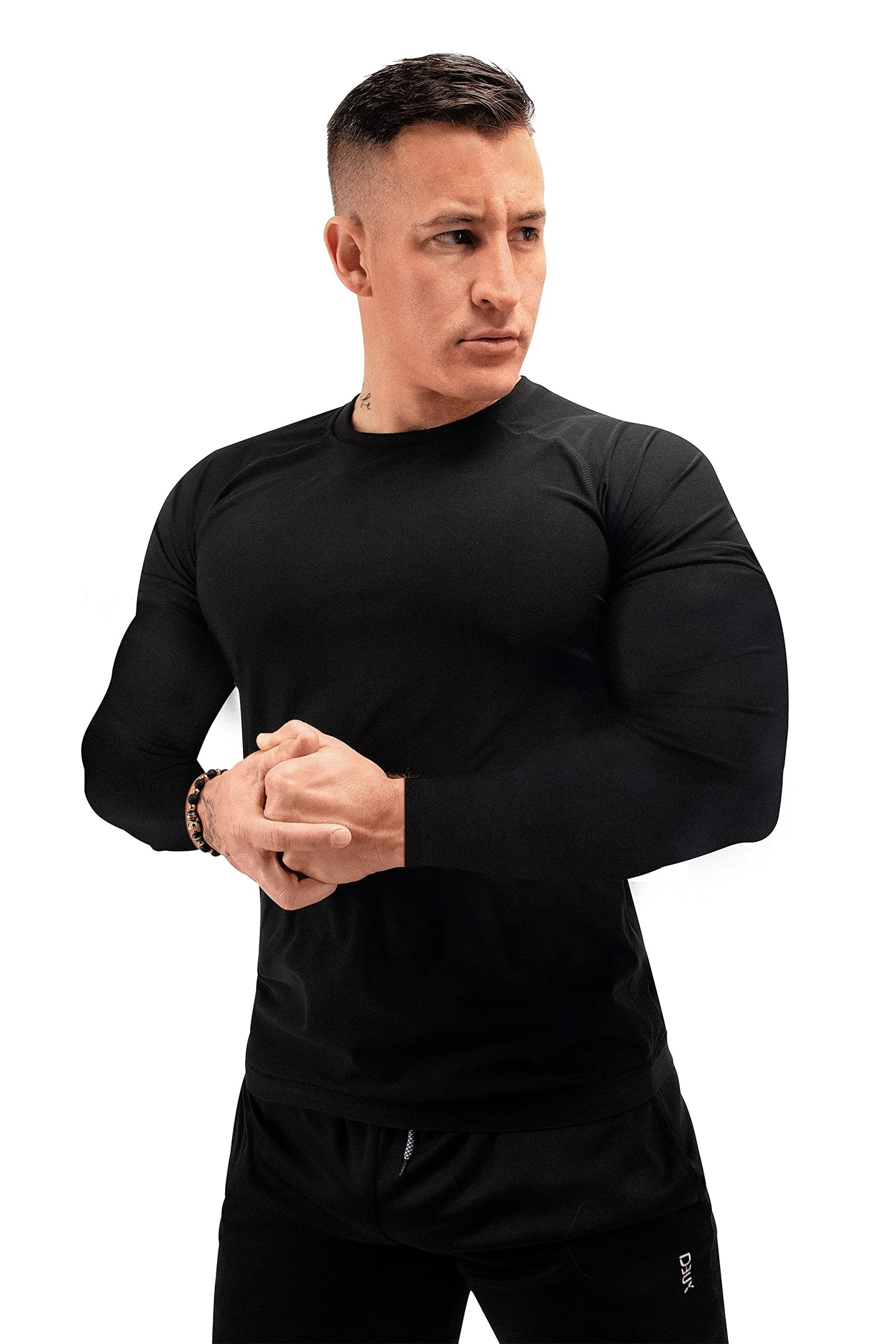 FUXERT Sauna Shirt for Men Long Sleeve Sauna Suit Heat Trapping Workout Shirts Sweat Enhance Vest for Workout Sports(BK L)