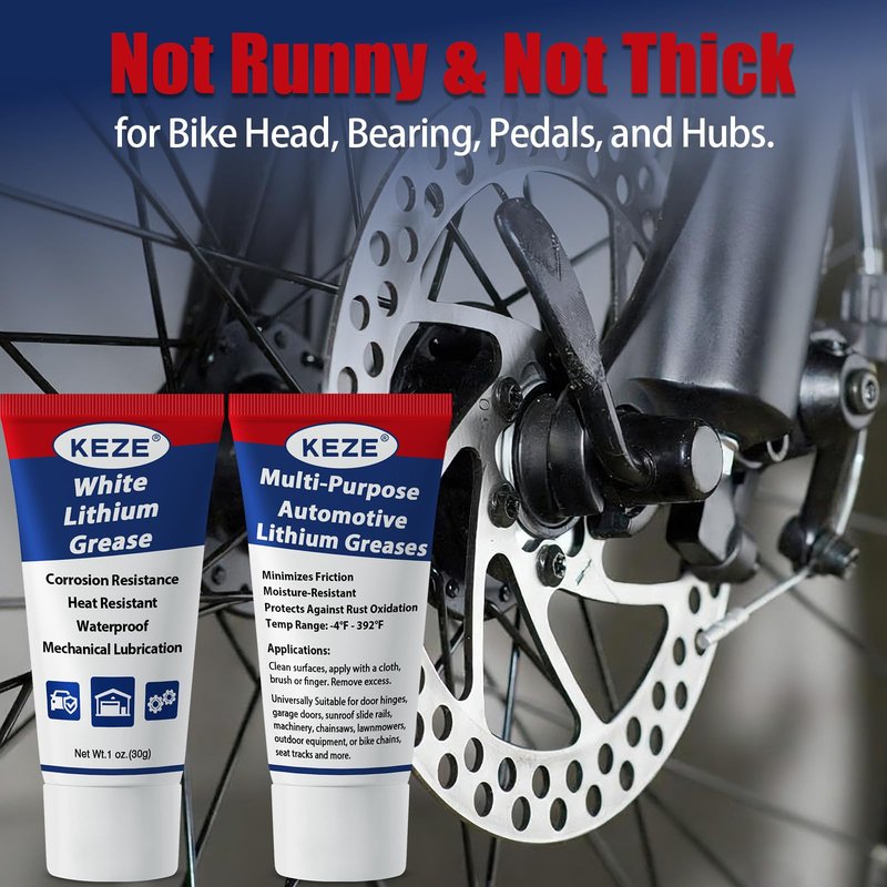 Keze White Lithium Grease Tube Automotive Grasa De Litio Car Door Grease with Brush NLGI 2 Rust Corrosion Waterproof for Hinges, Bearings, Gears, Bike and Garage Doors, Sliding Track,1oz-1 Pack