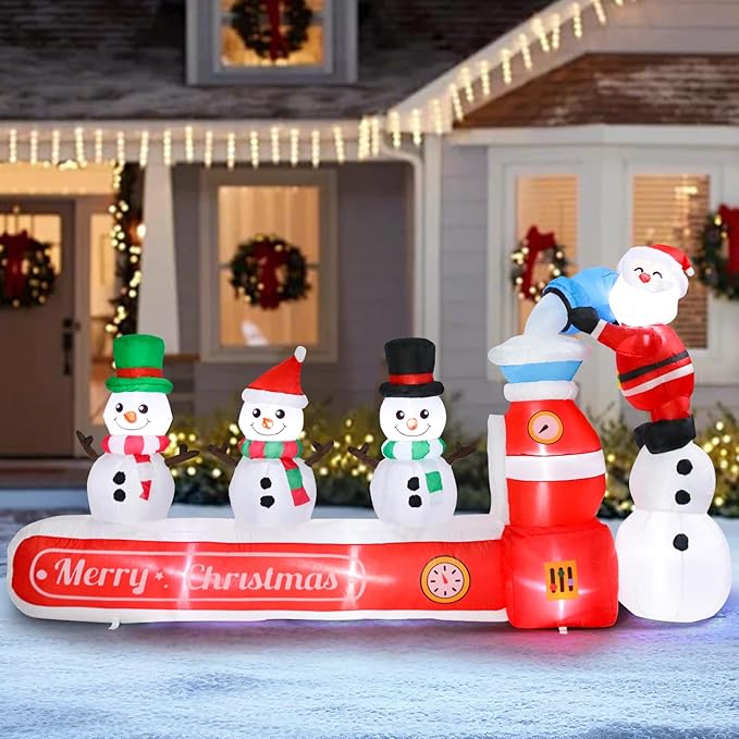 Vigdur 7FT Snowman Christmas Decoration – Snowman Maker Christmas Blow Up with Built-in LED Lights, Outdoor Christmas Inflatable for Yard, Lawn, Garden, Holiday Party & Home Décor