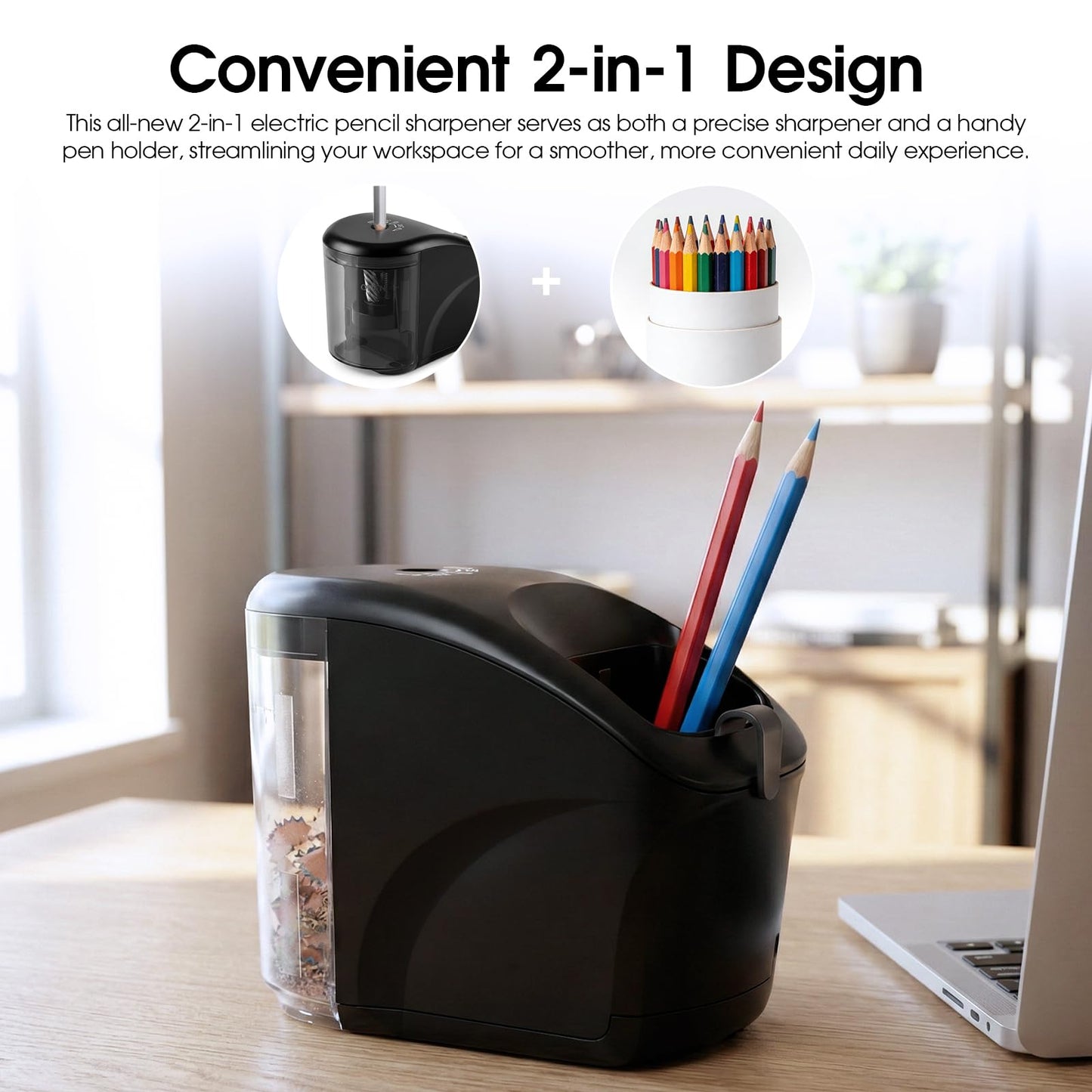 Electric Pencil Sharpener,Mini Automatic Pencil Sharpener.Suitable for No. 2/Colored Pencils (6-8 mm),Applicable to School/Classroom/Office/Home