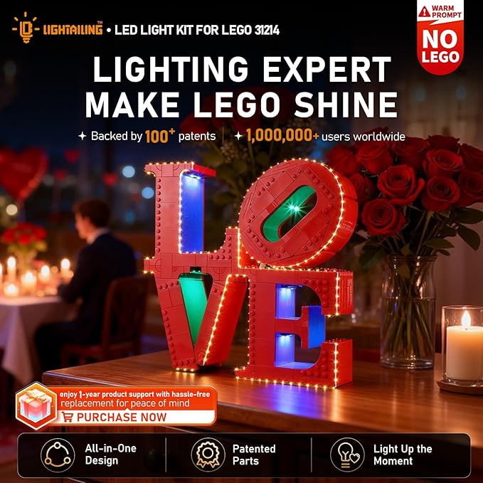 LIGHTAILING Light for Lego-31214 Love Sculpture - Led Lighting Kit Compatible with Lego Building Blocks Model - NOT Included The Model Set
