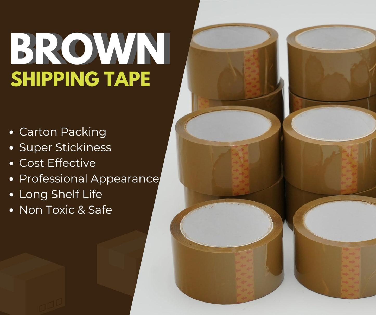 Brown Packing Tape – Heavy Duty Brown Shipping Tape for Box Packaging & Moving – 2.2mil Thick, 2-inch Wide Mailing Tape – 36 Rolls (1980 Yards)