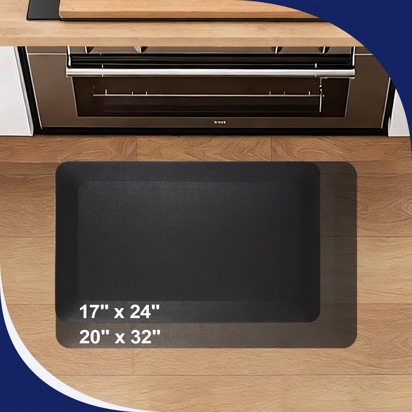 20 x 32 Inch Anti Fatigue Comfort Mat, 1 Inch Extra Thick Waterproof Mat, Non-Slip Standing Desk Mat for Offices, Home, Garages (Black, 32" L x 20" W x 1" Th)