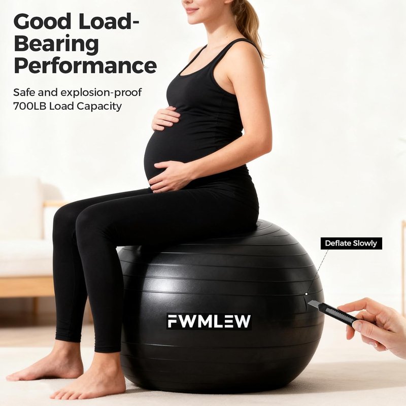 Extra Thick Yoga Ball - Anti-Burst Heavy Duty Stability Ball for Fitness, Core Workouts & Office Use | 5 Sizes Available