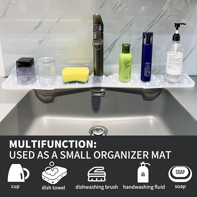 Gosmol Kitchen Faucet Sink Splash Guard Silicone Faucet Mat, XXL 30 inch Faucet